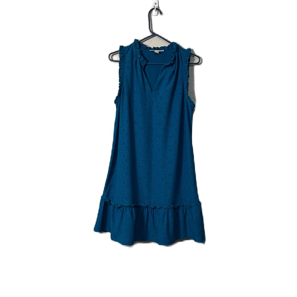 MICHAEL Michael Kors Teal Sleeveless Ruffle-Hem Shift Dress